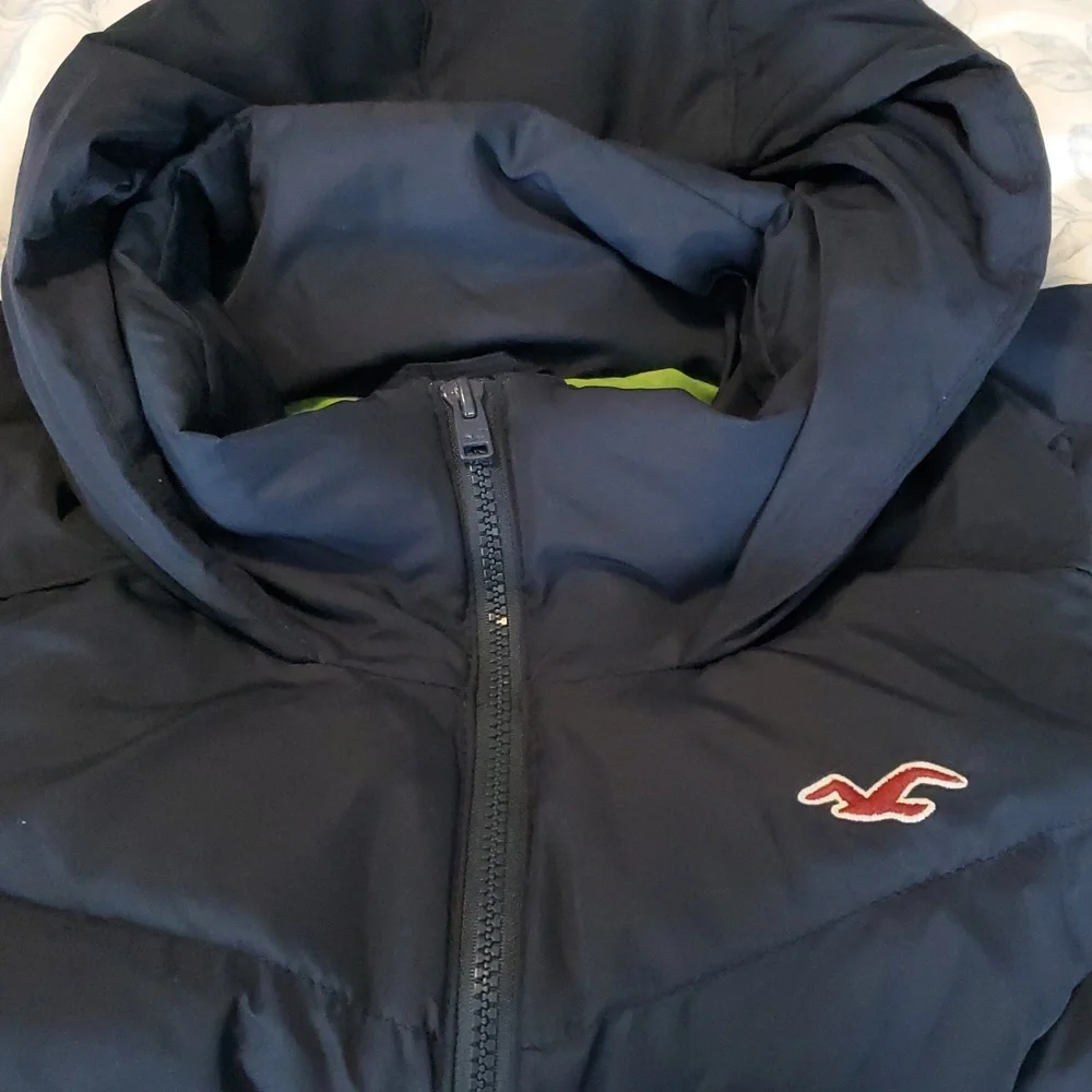 Hollister hooded puffer vest navy lime green - Picture 8 of 8